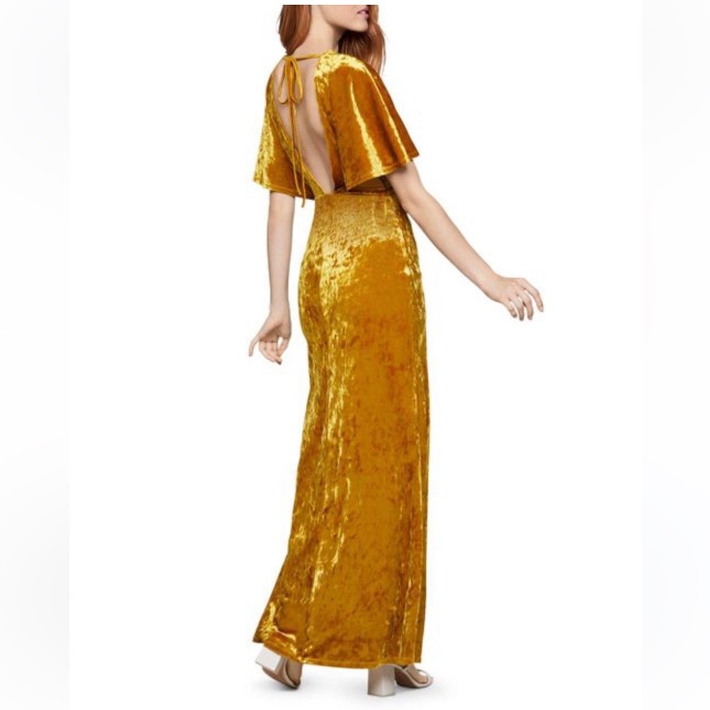 BCBG Generation yellow gold crush velvet dress with v neck